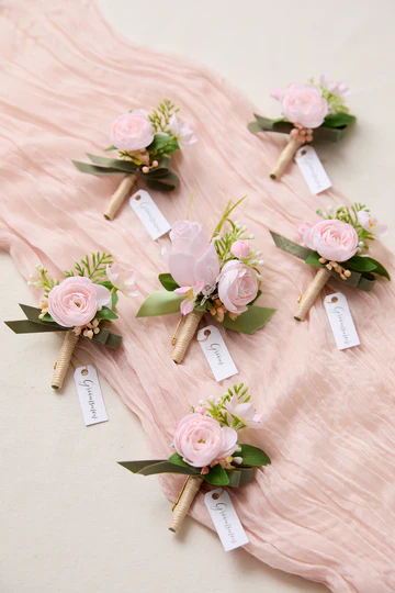 Small Cascade Bridal Bouquet in Powder Pink and Sand Beige