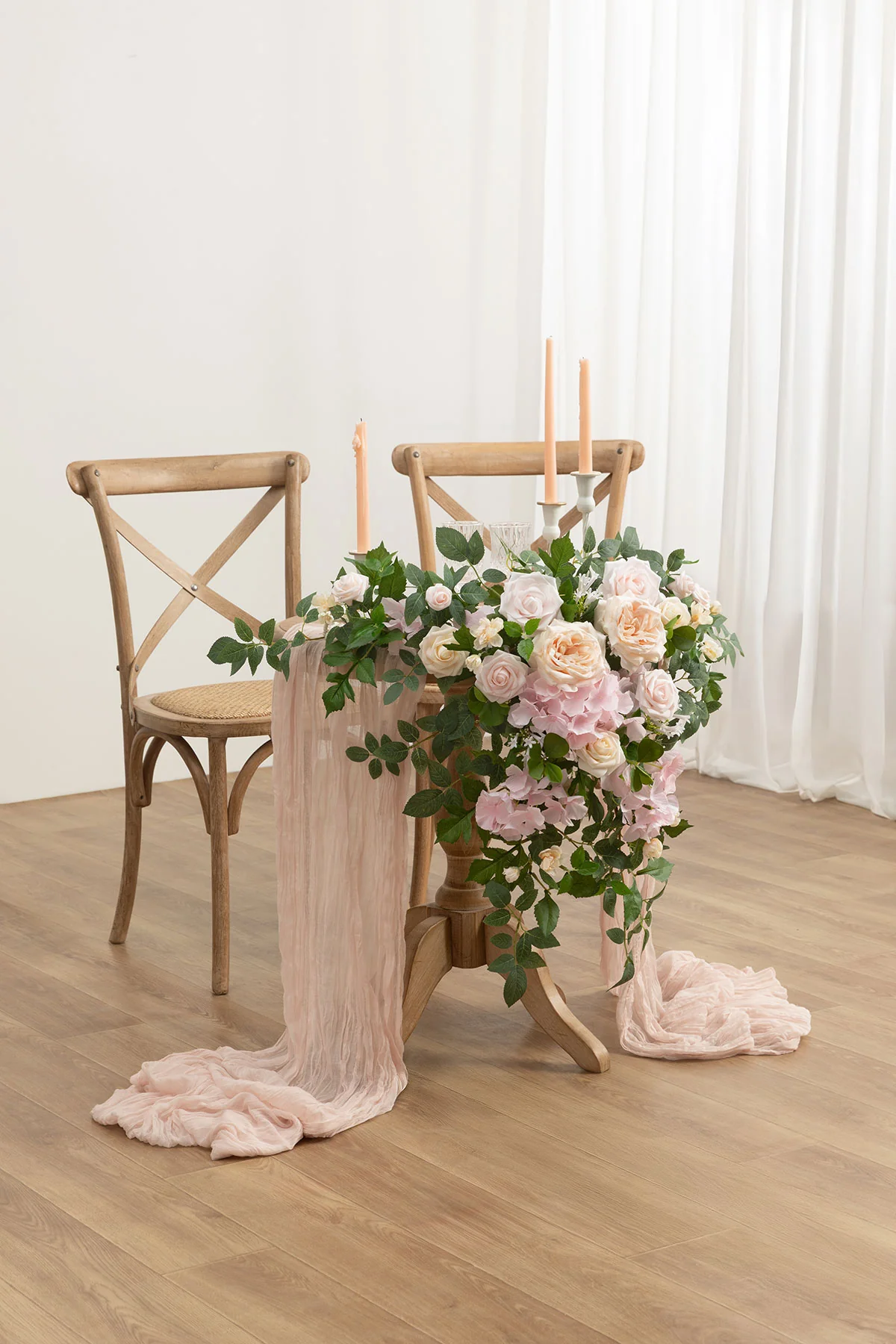 Romantic Sheer Table Runner 20" x 14ft in Nude